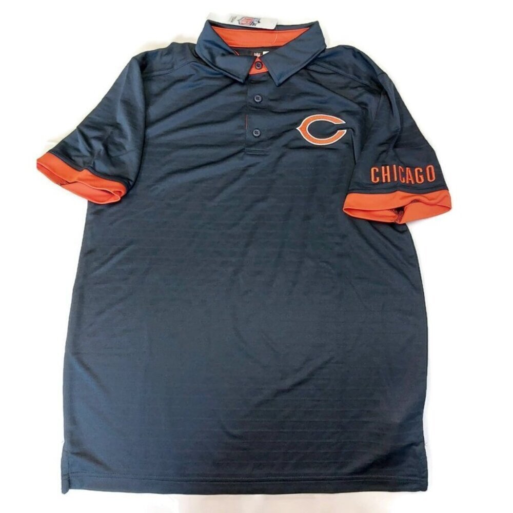 Chicago Bears Mens Size M Short Sleeve Golf Polo Shirt Navy Blue Team Apparel
